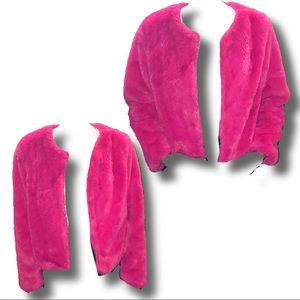Wild fable faux fur hot pink coat, size L
